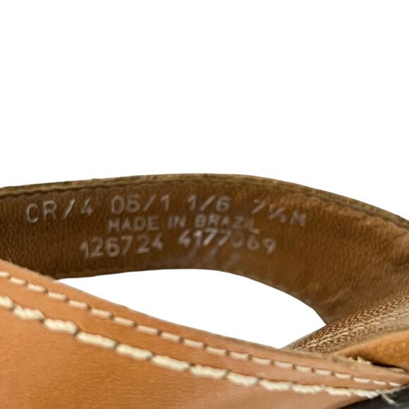 Franco Sarto Womens Sandals 7.5M Brown Tan Leather Slip On Block Heel Y2K Resort - Picture 10 of 10